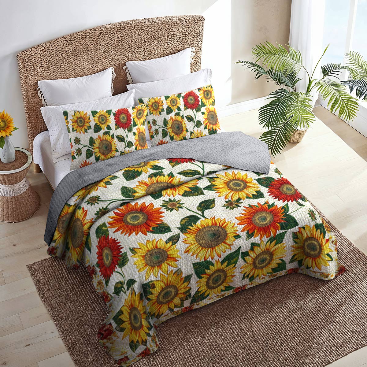 Shineful All Season Quilt 3-Piece Set Sweet Sunflowers