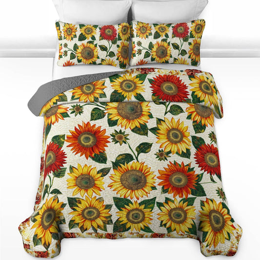 Shineful All Season Quilt 3-Piece Set Sweet Sunflowers