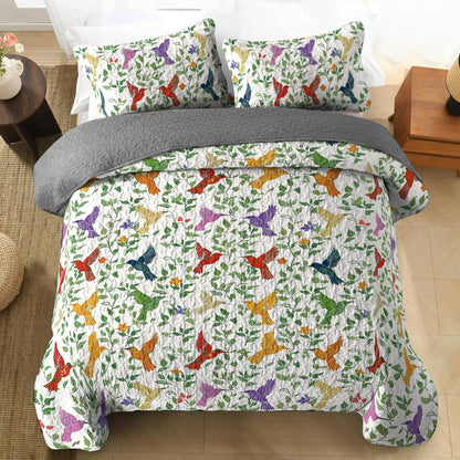 Shineful All Season Quilt 3-Piece Set Natural Hummingbird