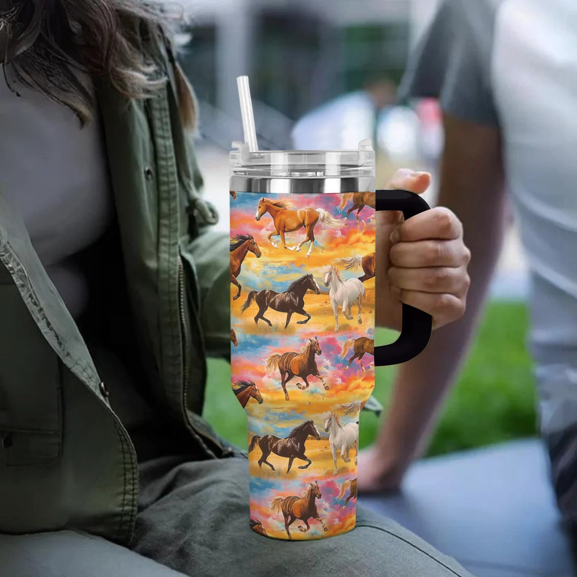 Horse 40 Oz Shineful™ Tumbler On Sunset Mn8 Black 40Oz