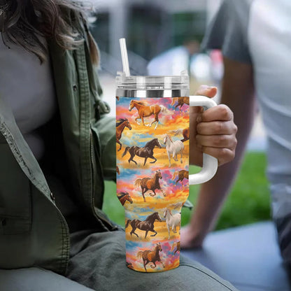 Horse 40 Oz Shineful™ Tumbler On Sunset Mn8 White 40Oz