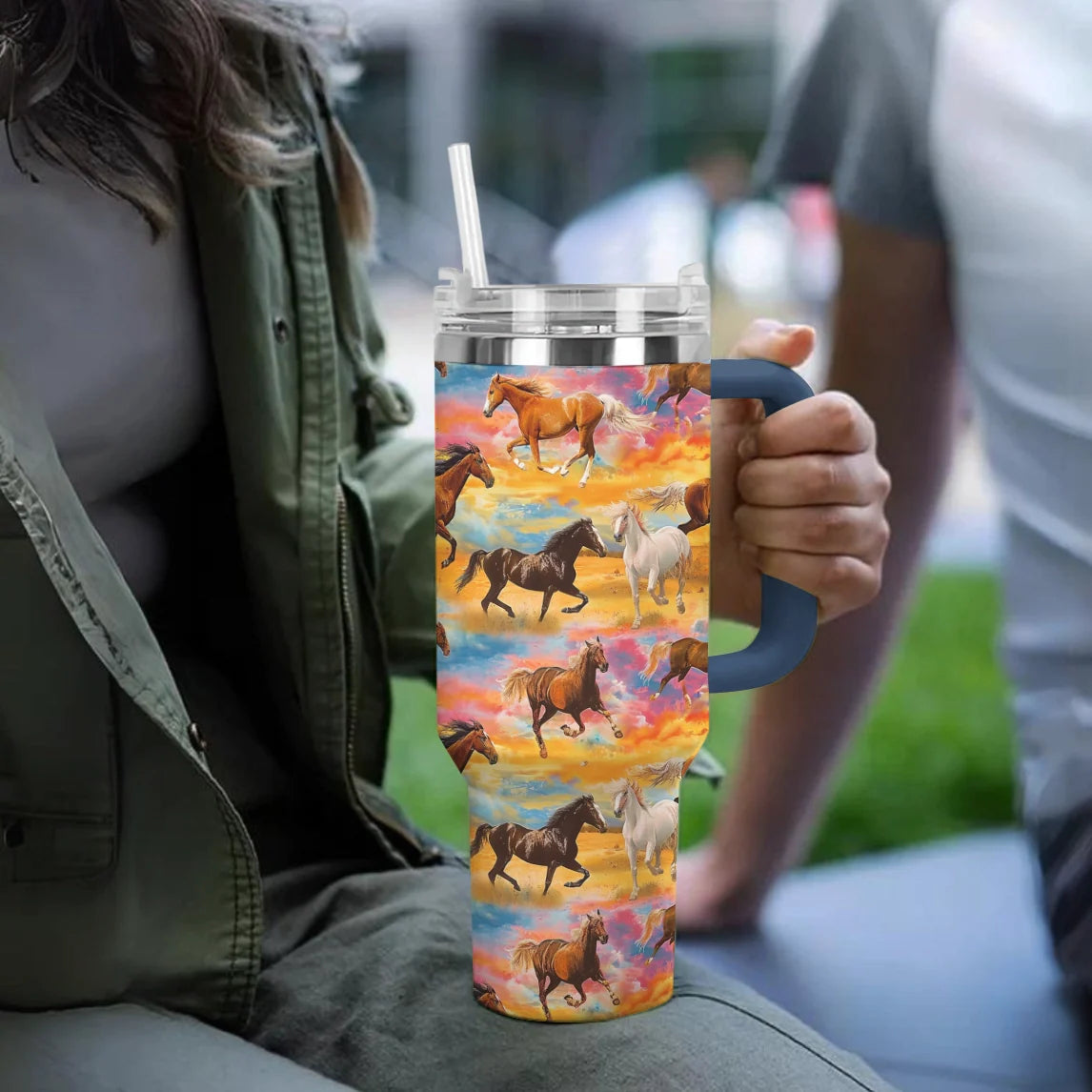 Horse 40 Oz Shineful™ Tumbler On Sunset Mn8 Navy 40Oz