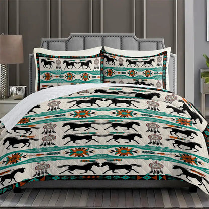 Shineful Quilt 3-Piece Set Horse Traditional