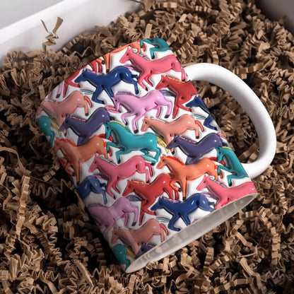 Shineful Ceramic Mug Horse Colorful Puffy Effect