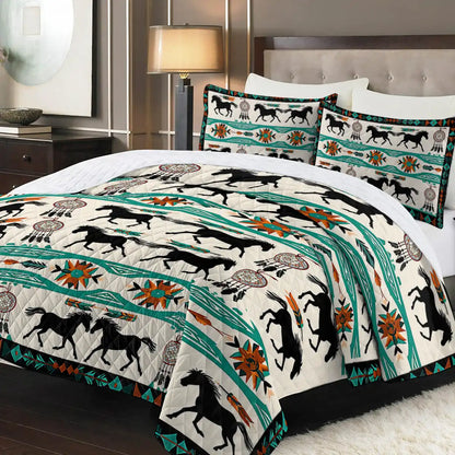 Shineful Quilt 3-Piece Set Horse Traditional