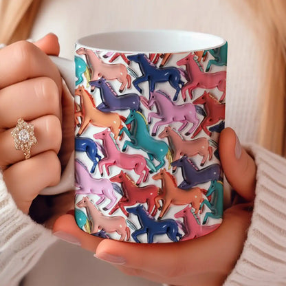 Mug en céramique brillant Cheval Effet gonflé coloré