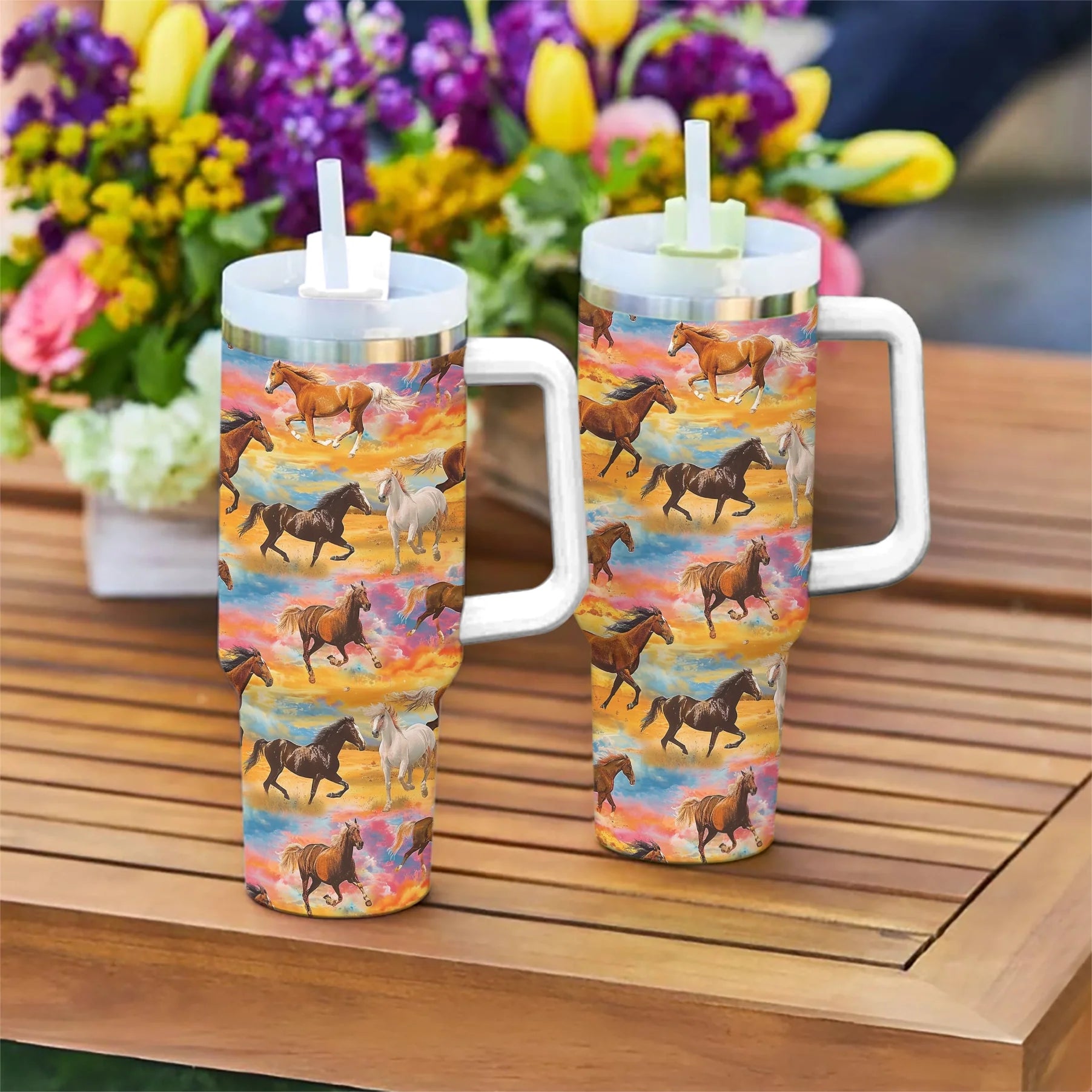 Horse 40 Oz Shineful™ Tumbler On Sunset Mn8 40Oz