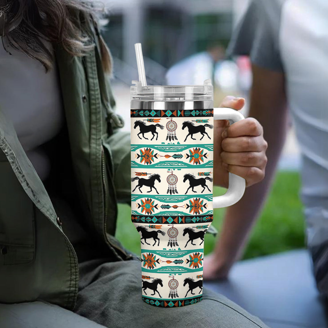 Horse 40 Oz Shineful™ Tumbler Traditional Ver2 Mn8 White 40Oz