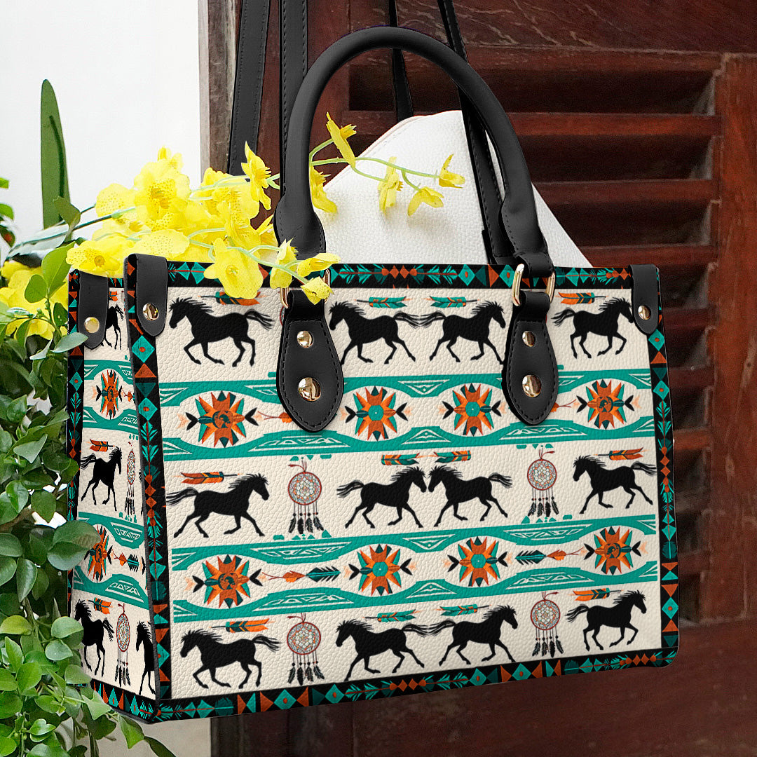 Horse Leather Bag Shineful Traditional Mn8 Black