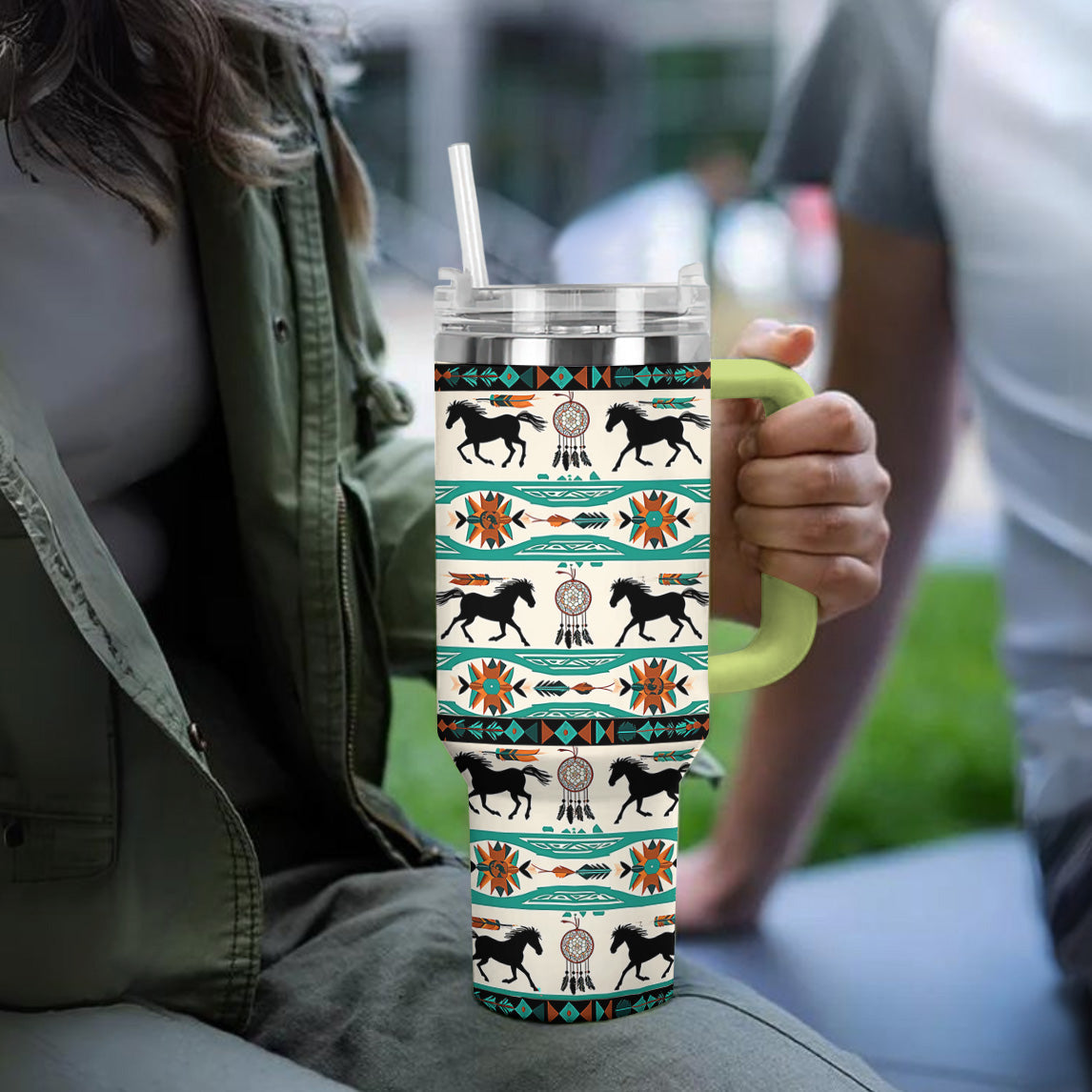 Horse 40 Oz Shineful™ Tumbler Traditional Ver2 Mn8 Green 40Oz