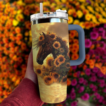 Horse 40 Oz Shineful™ Tumbler Shine With Sunflowers Mn8 Navy 40Oz