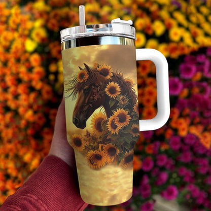 Horse 40 Oz Shineful™ Tumbler Shine With Sunflowers Mn8 White 40Oz