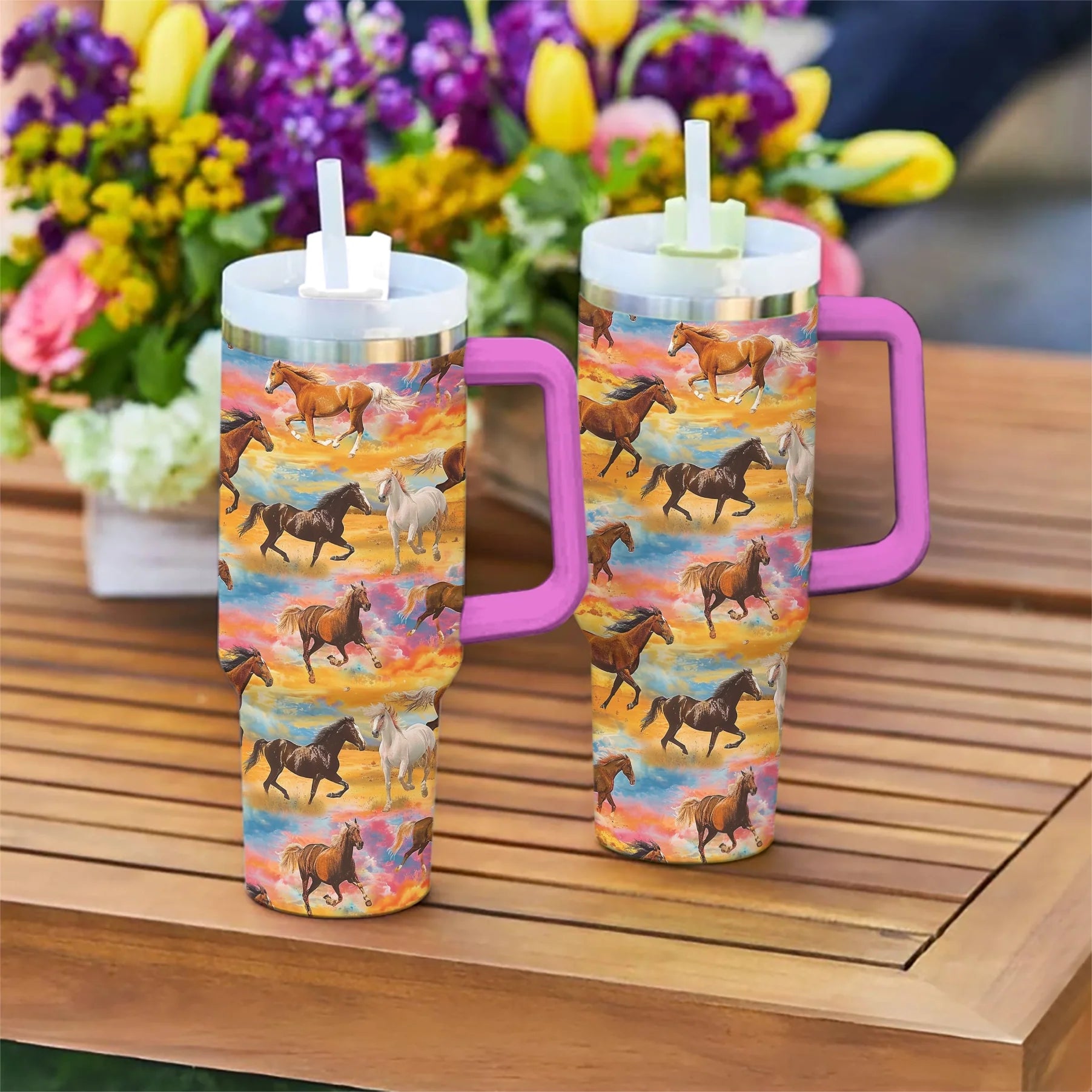 Horse 40 Oz Shineful™ Tumbler On Sunset Mn8 40Oz