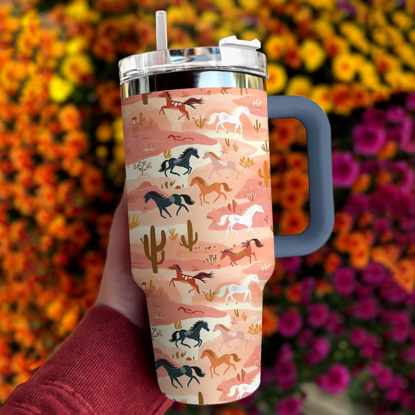 Horse 40 Oz Shineful™ Tumbler Horses On Steppe Mn8 40Oz