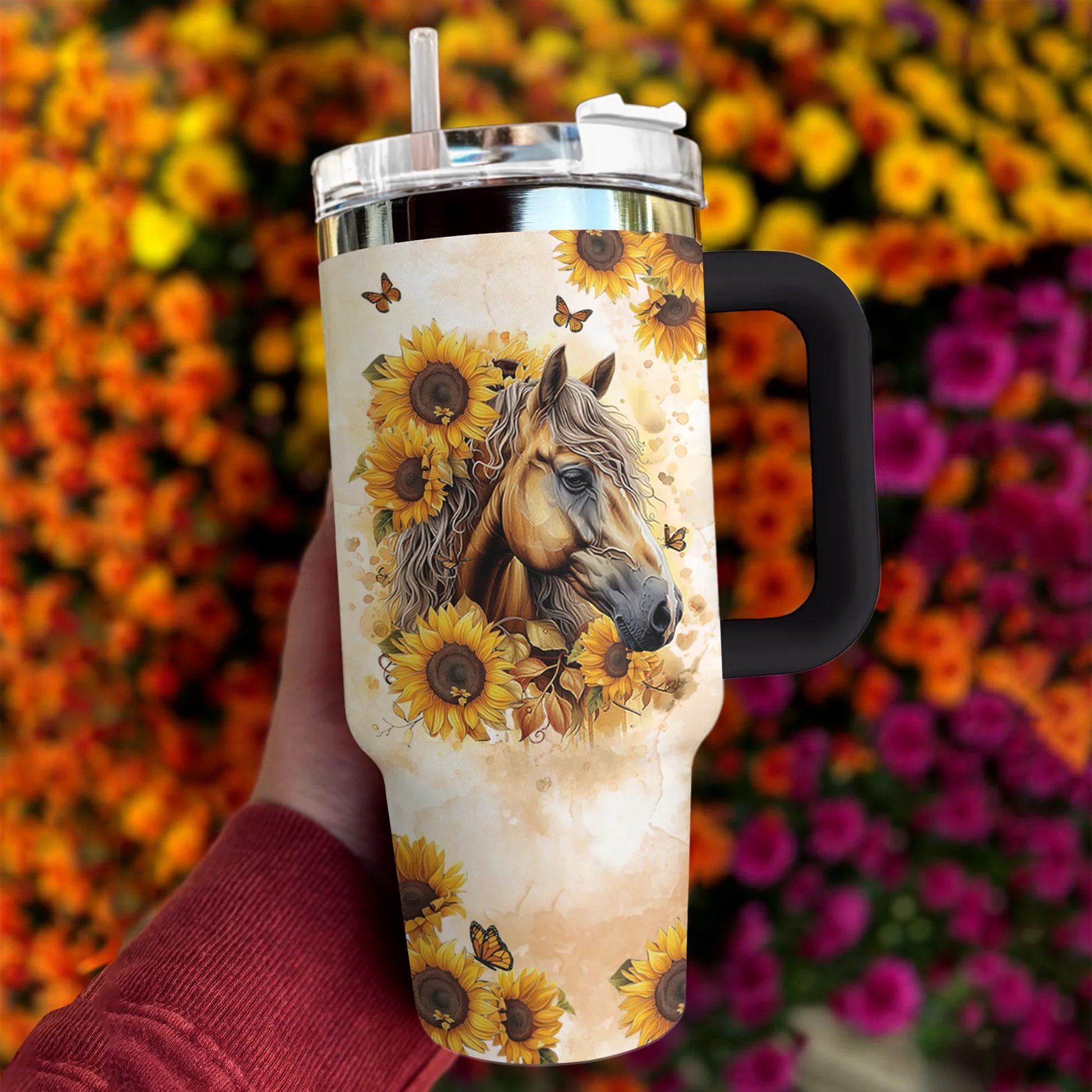 Horse 40 Oz Shineful™ Tumbler Shine With Sunflower Mn8 Black 40Oz