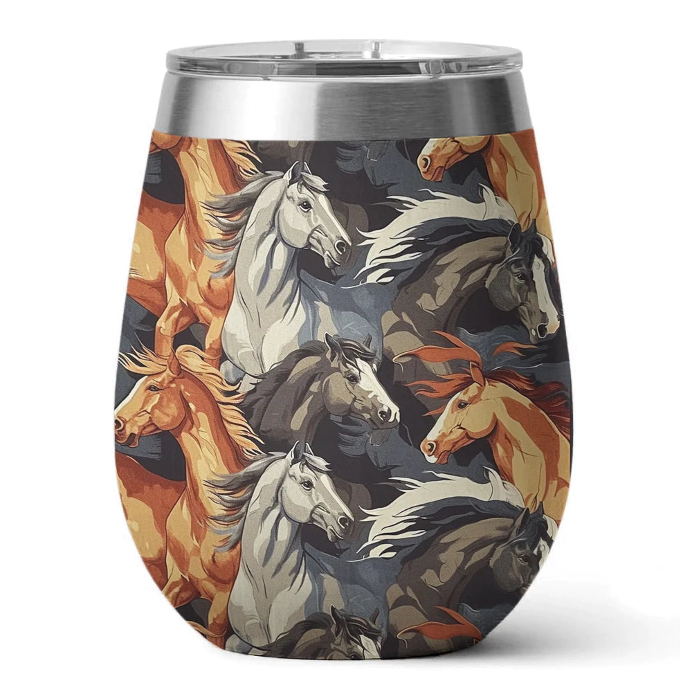 Horse 12 Oz Shineful™ Wine Tumbler Amazing Mn8 12Oz