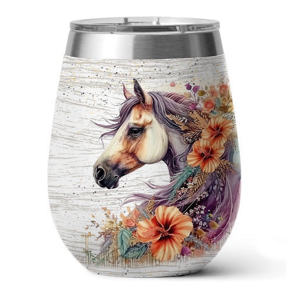 Horse 12 Oz Shineful™ Wine Tumbler Girl Love Mn8 12Oz