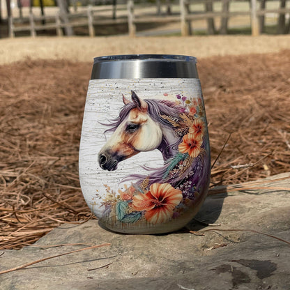 Horse 12 Oz Shineful™ Wine Tumbler Girl Love Mn8 12Oz