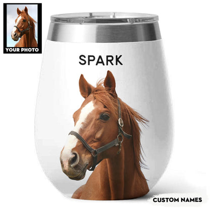 Horse 12 Oz Shineful™ Custom Wine Tumbler Mn8 White 12Oz