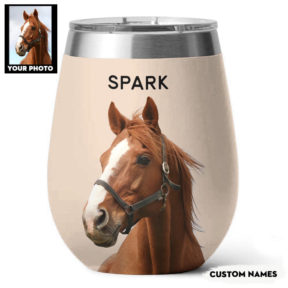 Horse 12 Oz Shineful™ Custom Wine Tumbler Mn8 Sand 12Oz