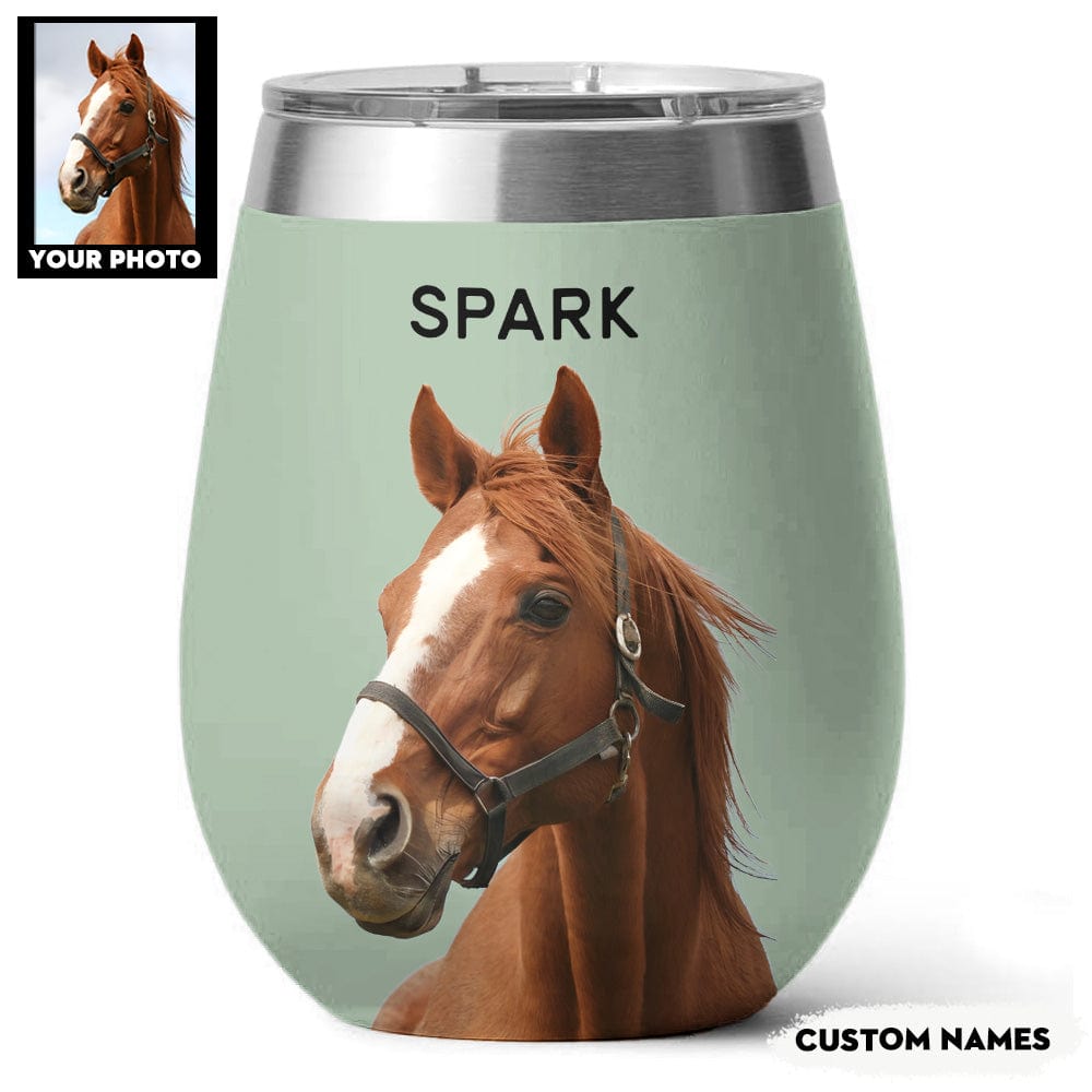 Horse 12 Oz Shineful™ Custom Wine Tumbler Mn8 Green 12Oz