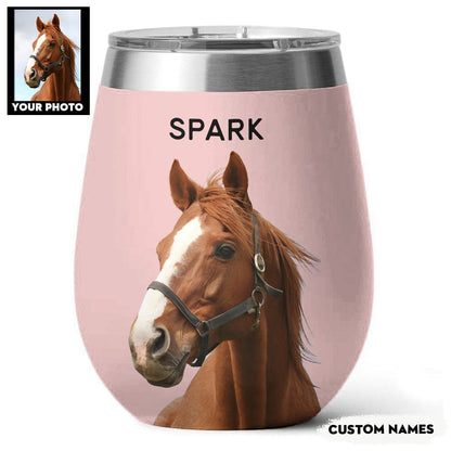 Horse 12 Oz Shineful™ Custom Wine Tumbler Mn8 Pink 12Oz