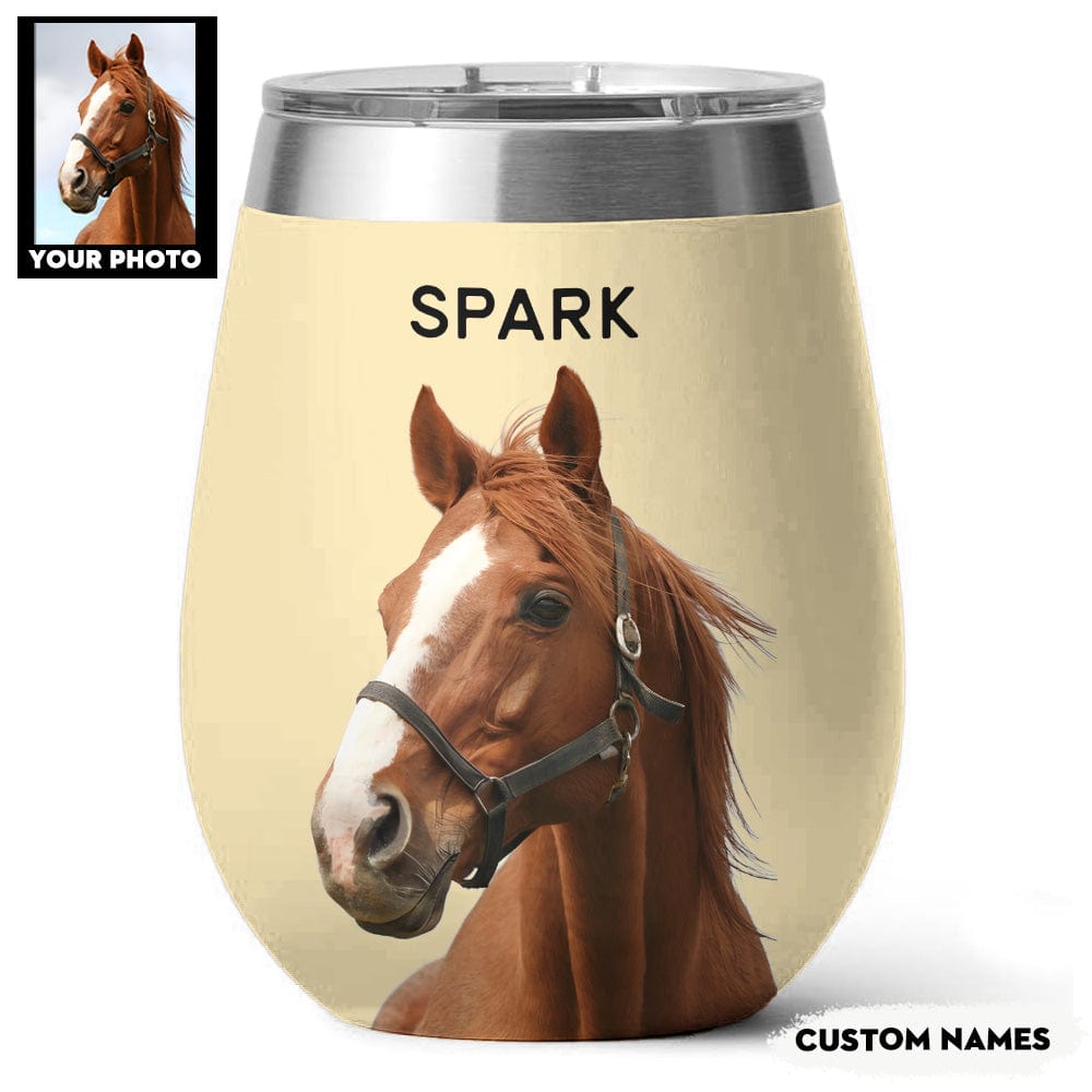 Horse 12 Oz Shineful™ Custom Wine Tumbler Mn8 Yellow 12Oz