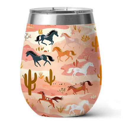 Horse 12 Oz Shineful™ Wine Tumbler On Steppe Mn8 12Oz