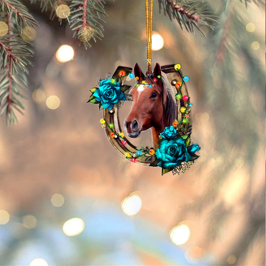 Horse Shineful® Acrylic Decoration Ornament Christmas Floral Mn8