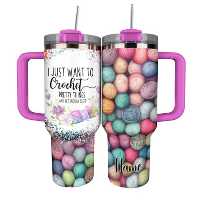 Shineful Tumbler Personalized Just Wanna Crochet