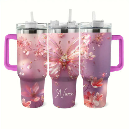 Shineful Glossy Tumbler Personalized Elegant Butterfly