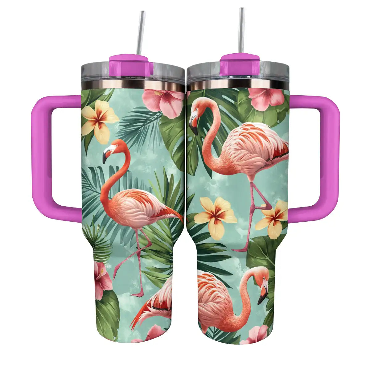 Glänzender Becher Tropische Flamingos