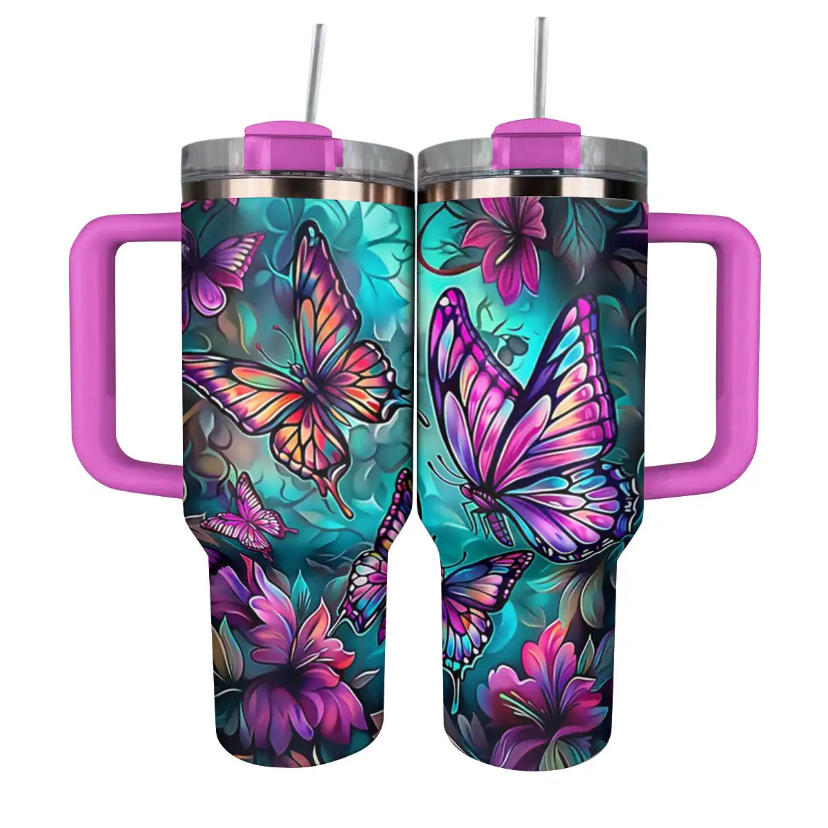 Shineful Glossy Tumbler Vibrant Butterflies