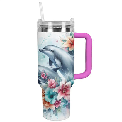 Shineful Tumbler Floral Dolphins