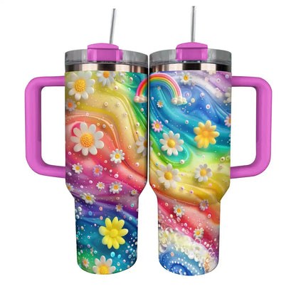 Shineful Glossy Tumbler Rainbow Daisies