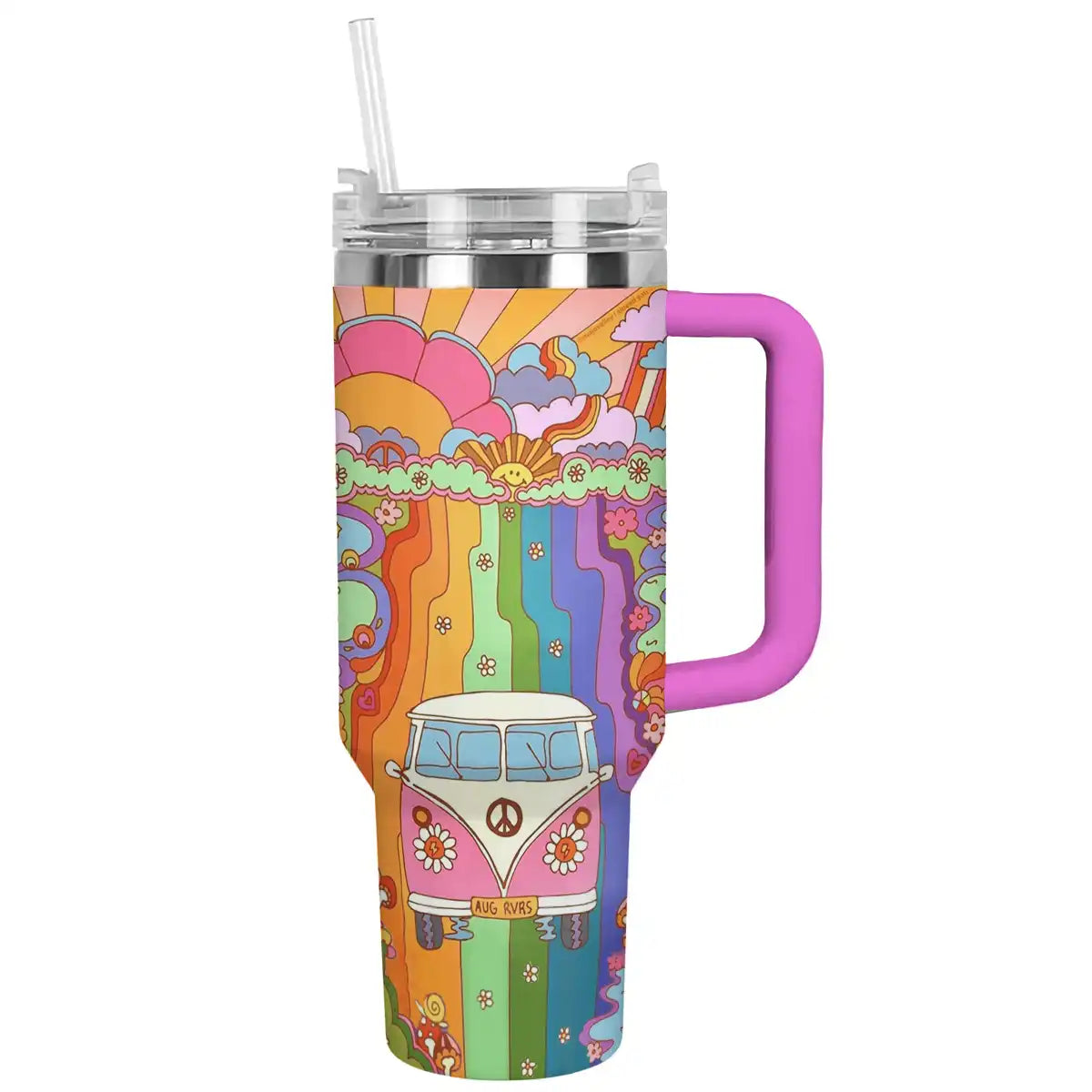 Glänzender Becher Rainbow Hippie Van