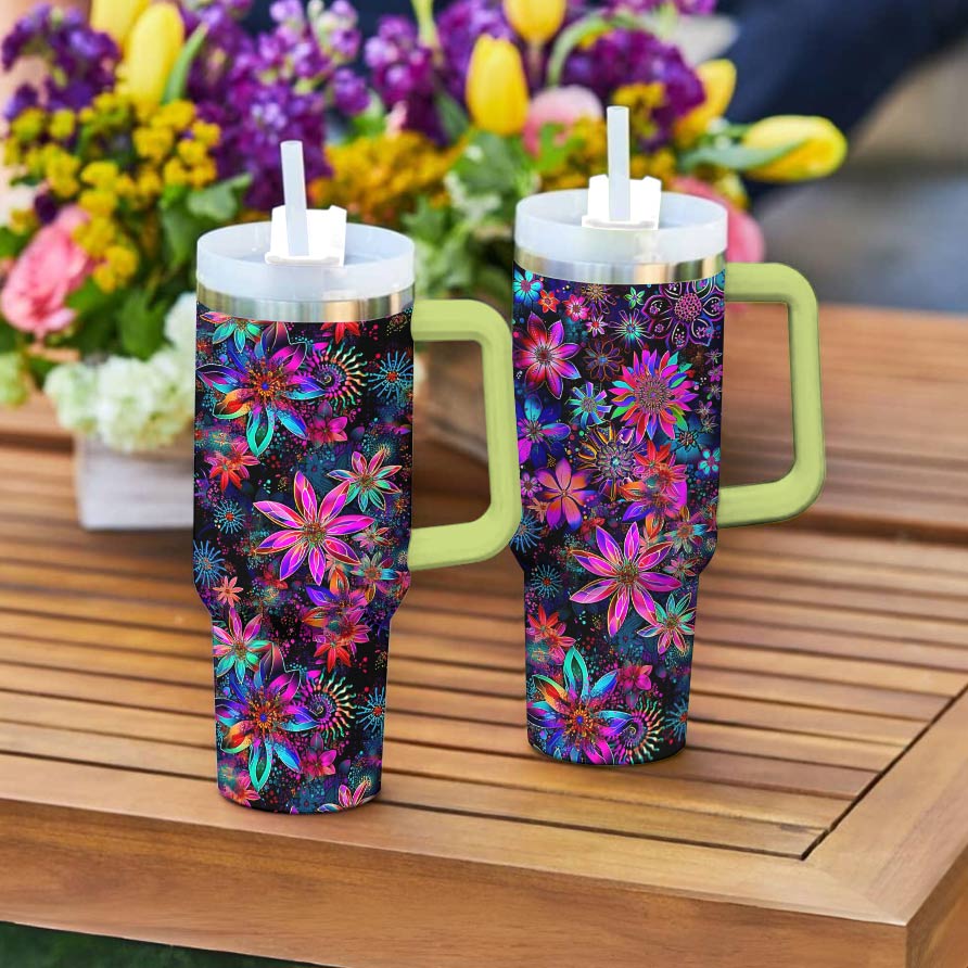 Hippie 40 Oz Shineful™ Tumbler Mysterious Flowers Tl10 Green 40Oz