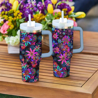 Hippie 40 Oz Shineful™ Tumbler Mysterious Flowers Tl10 Sky Blue 40Oz