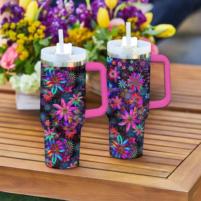 Hippie 40 Oz Shineful™ Tumbler Mysterious Flowers Tl10 Hot Pink 40Oz