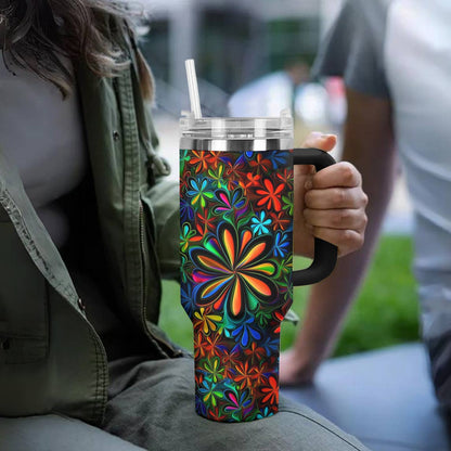 Hippie 40 Oz Shineful™ Tumbler Flowers Tl10 Black 40Oz