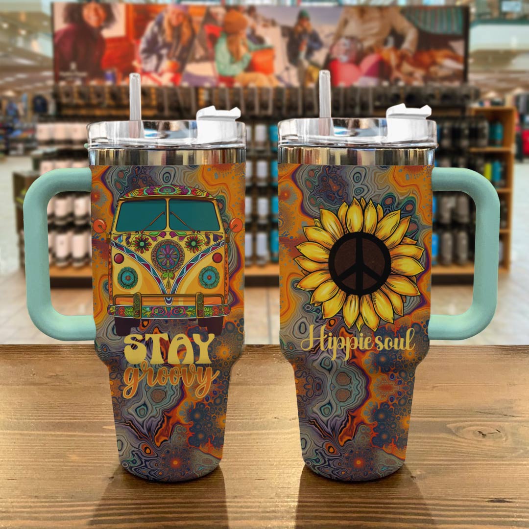 Hippie 40 Oz Shineful™ Tumbler Stay Groovy Tl10 Turquoise Blue 40Oz