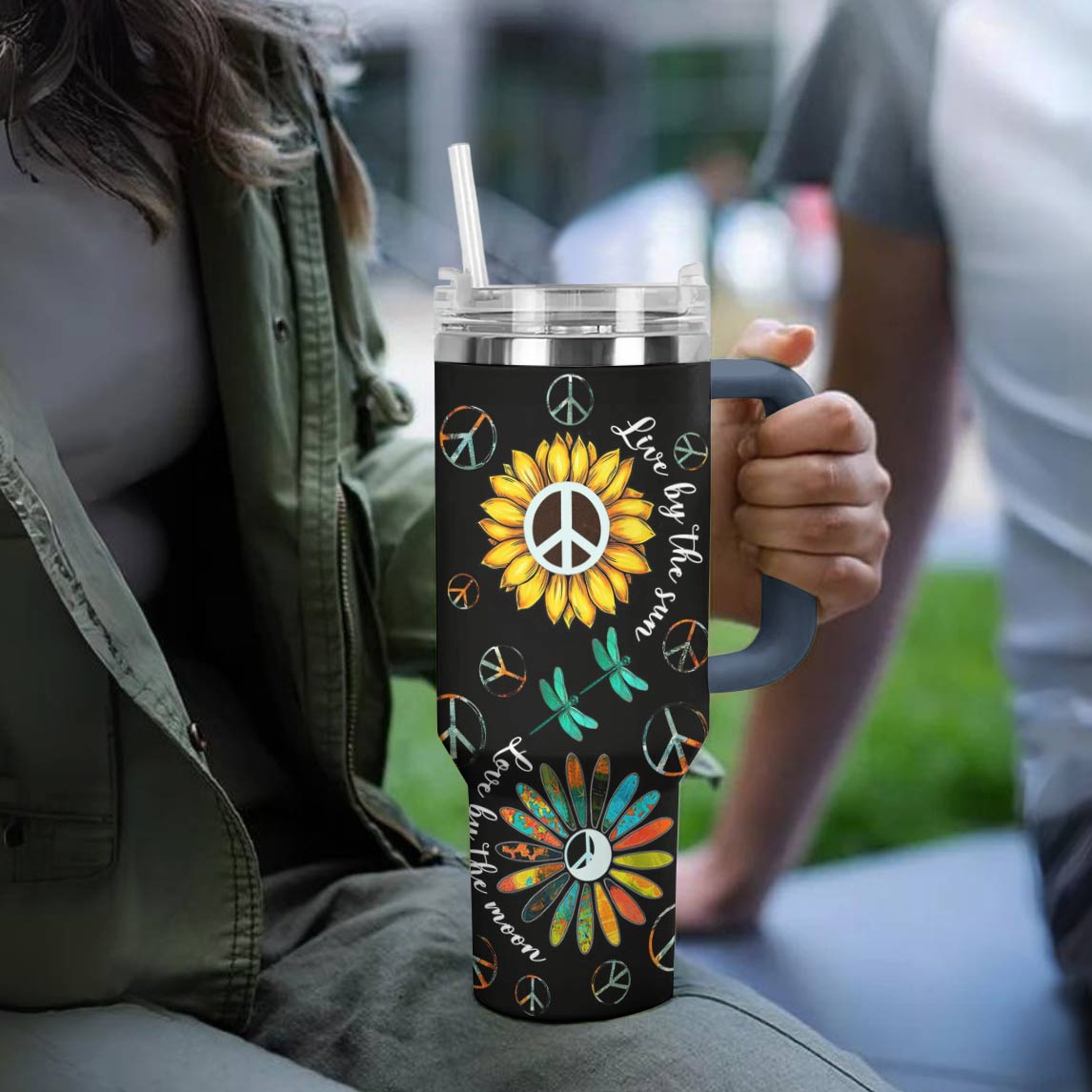 Hippie 40 Oz Shineful™ Tumbler Live By The Sun Love Moon Tl10 Sky Blue 40Oz