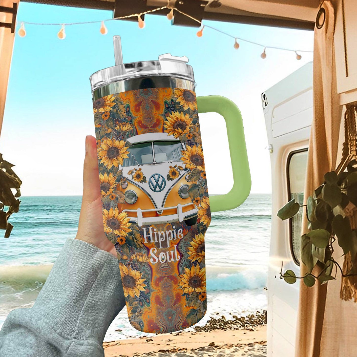 Hippie 40 Oz Shineful™ Tumbler Groovy Van Tl10 Green 40Oz