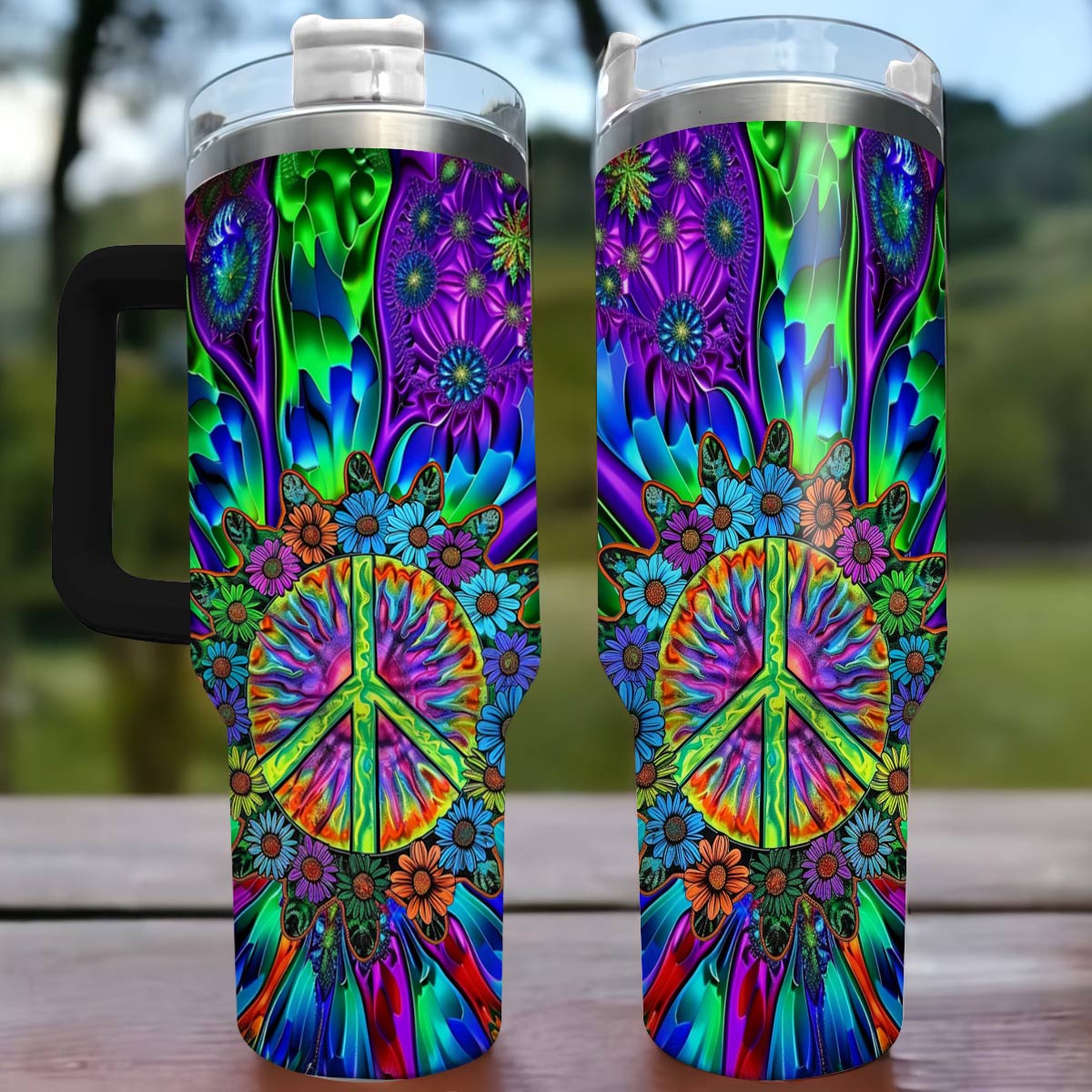 Shiny Tumbler Hippie Elegantes Peace-Zeichen