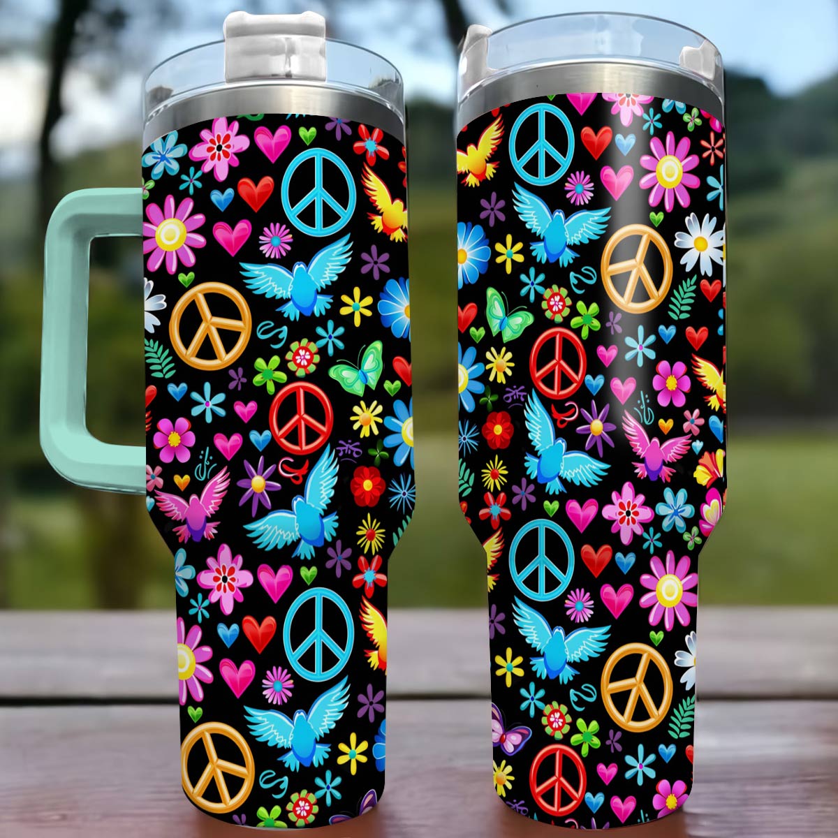 Shineful Tumbler Hippie Peace Love Hope