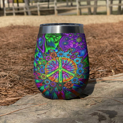 Shineful Wine Tumbler Hippie Elegant Peace Sign