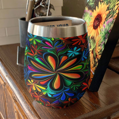 Shineful Wine Tumbler Hippie Flowers