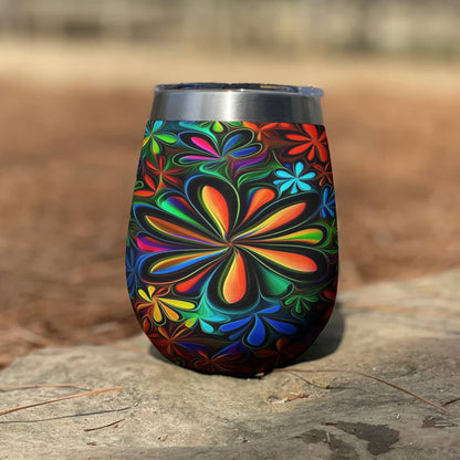 Shineful Wine Tumbler Hippie Flowers