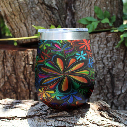 Shineful Wine Tumbler Hippie Flowers