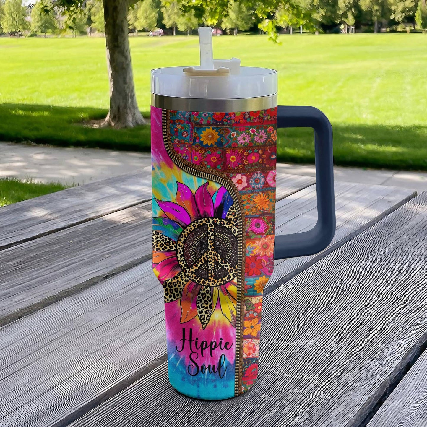 Hippie 40 Oz Shineful™ Tumbler Boho Sunflower Soul Tl10 Navy 40Oz